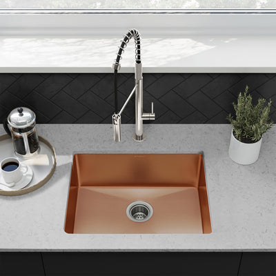 Rivage 23 x 18 Stainless Steel, Single Basin, Undermount Kitchen Sink, Rose Gold