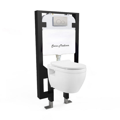 Ivy Wall-Hung Toilet Bundle 0.8/1.6 GPF Dual Flush in Glossy White with Flush Plate