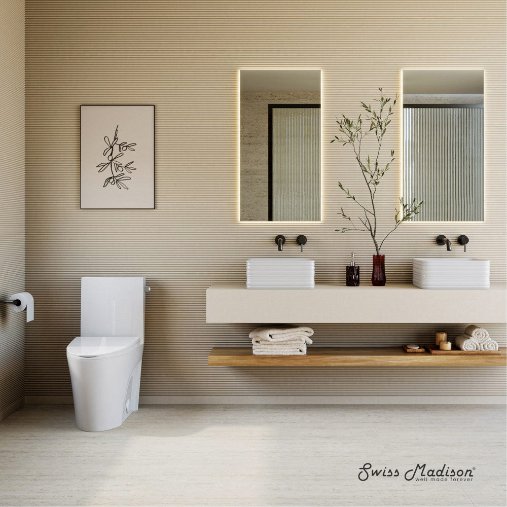 St. Tropez One-Piece 14" Rough-in 1.28 GPF Right-Hand Vortex Flush Elongated Toilet in Glossy White