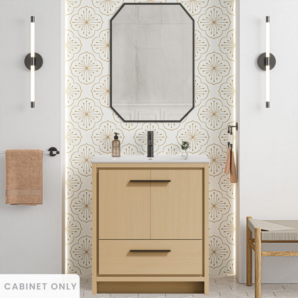 Virage 30" Freestanding Bathroom Vanity in Natural Oak without Sink Top