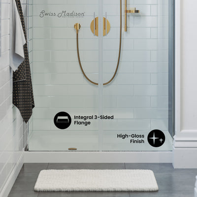 Voltaire 48" x 36" Acrylic White, Single-Threshold, Left Drain, Shower Base