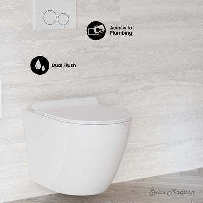 Swiss Madison Well Made Forever SM-WK449-01W - St. Tropez Wall Hung Toilet Bundle, Glossy White