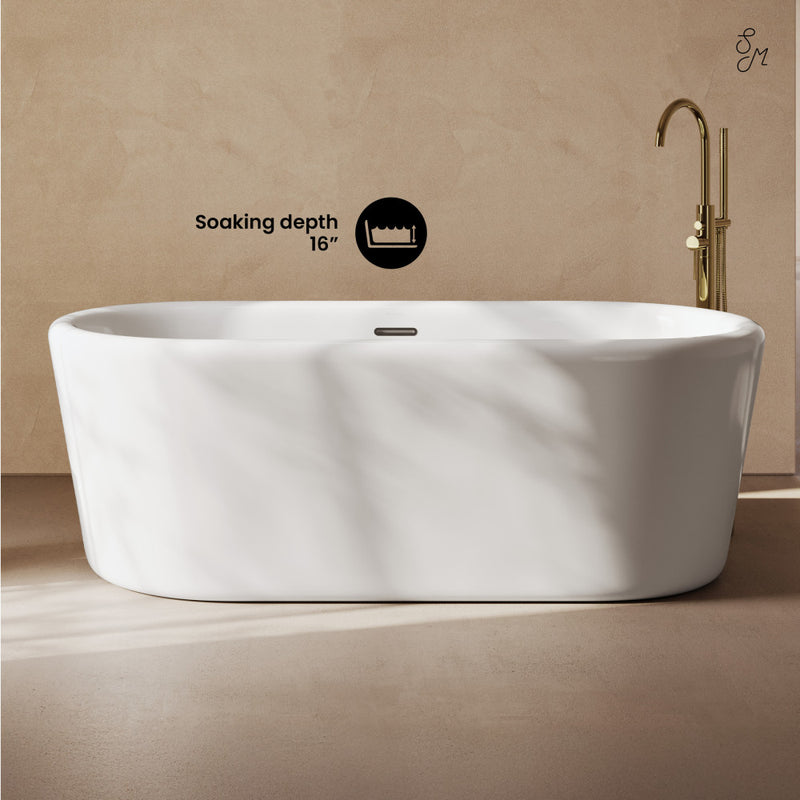 Nanterre 68" Soaking Freestanding Bathtub in Glossy White, Drain Included