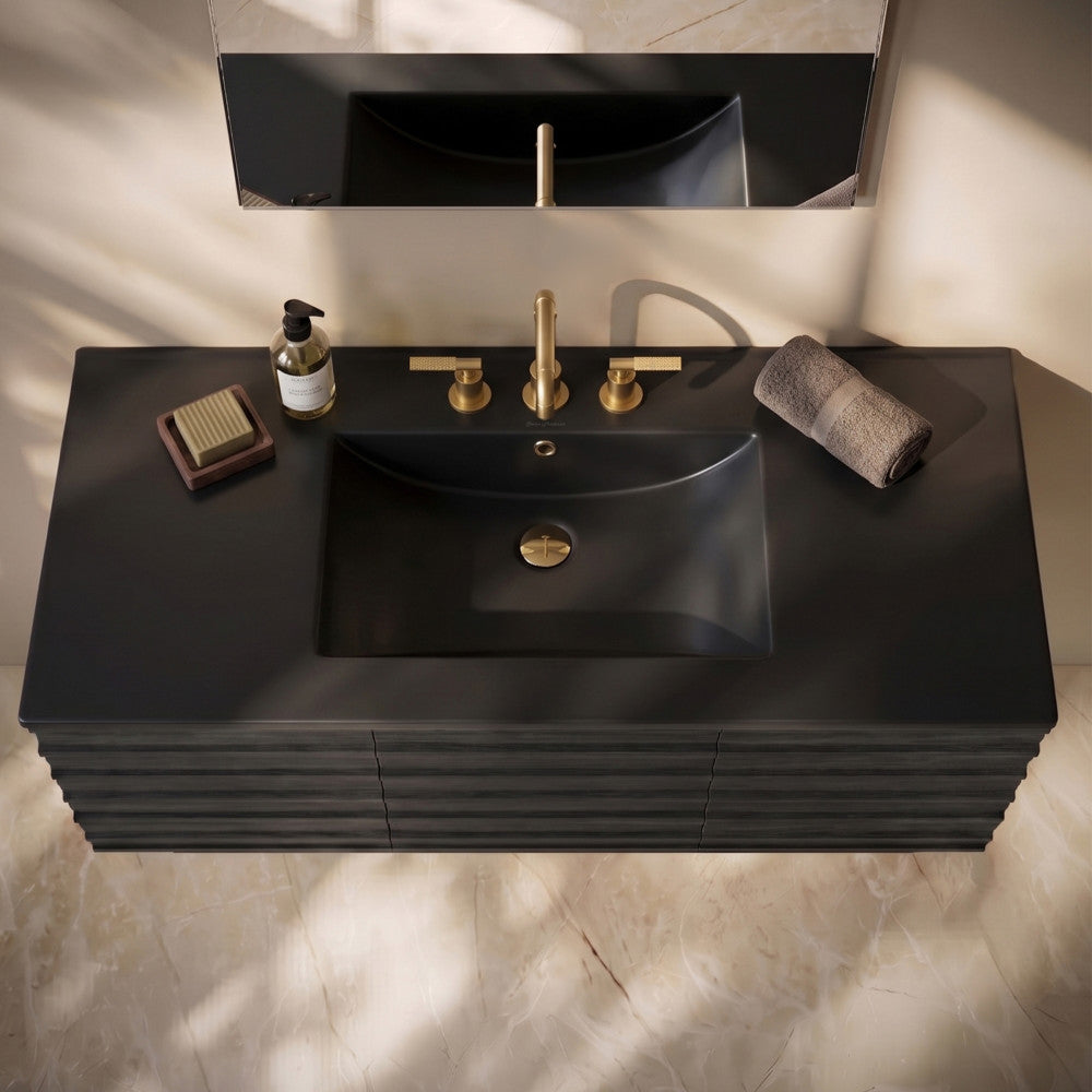 48" 3-Hole Widespread Vanity Sink Top in Matte Black