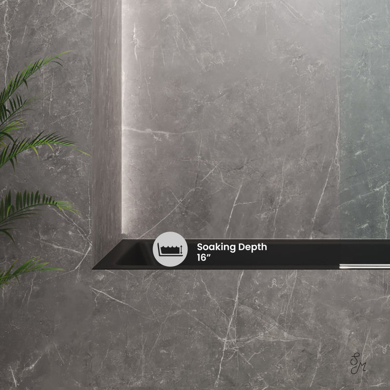 Voltaire 60" x 30" Right-Hand Drain Alcove Bathtub in Matte Black