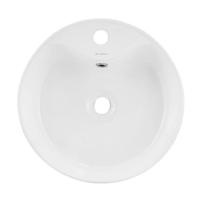 Monaco 15.75" Round Console Sink with Faucet Mount, White Basin Brushed Gold Legs