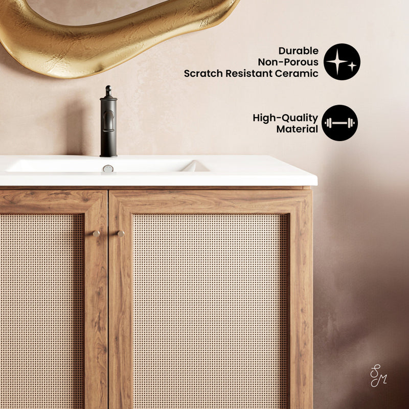 Classe 36" Wall-Mounted Bathroom Vanity in Oak