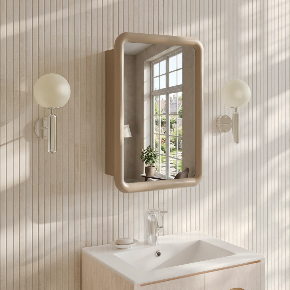 Plaisir 18 x 27 Recessed/Wall Mount Medicine Cabinet with Mirror in Sand