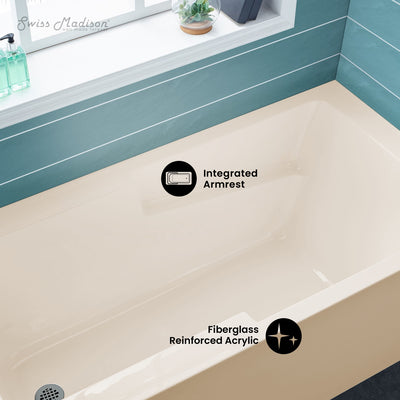 Voltaire 60" x 30" Left-Hand Drain Alcove Bathtub with Apron in Bisque