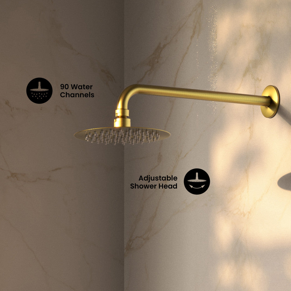 Ivy 1.8 GPM Wall Mount Fixed Shower Head with Hand Sprayer and Tub Filler in Brushed Gold, Valve Included