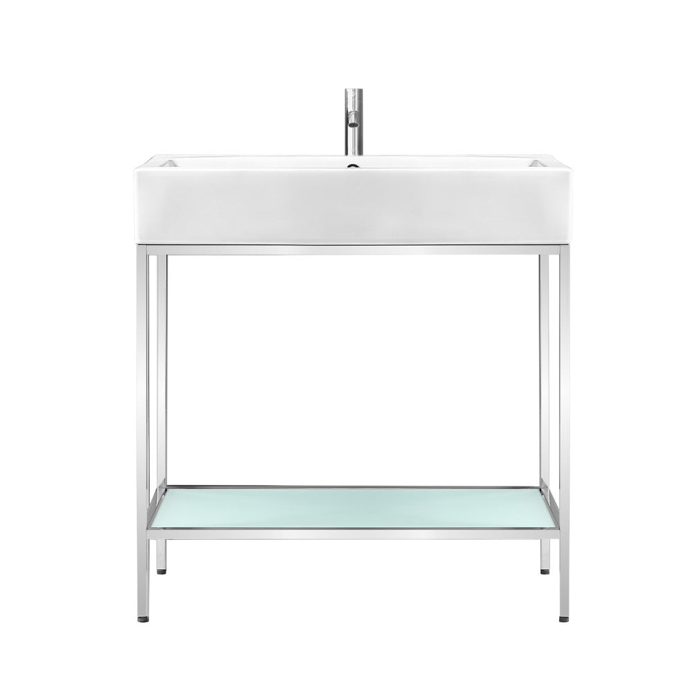 Pierre 32" Open Shelf Black Frame Freestanding Bathroom Vanity with Sink Top