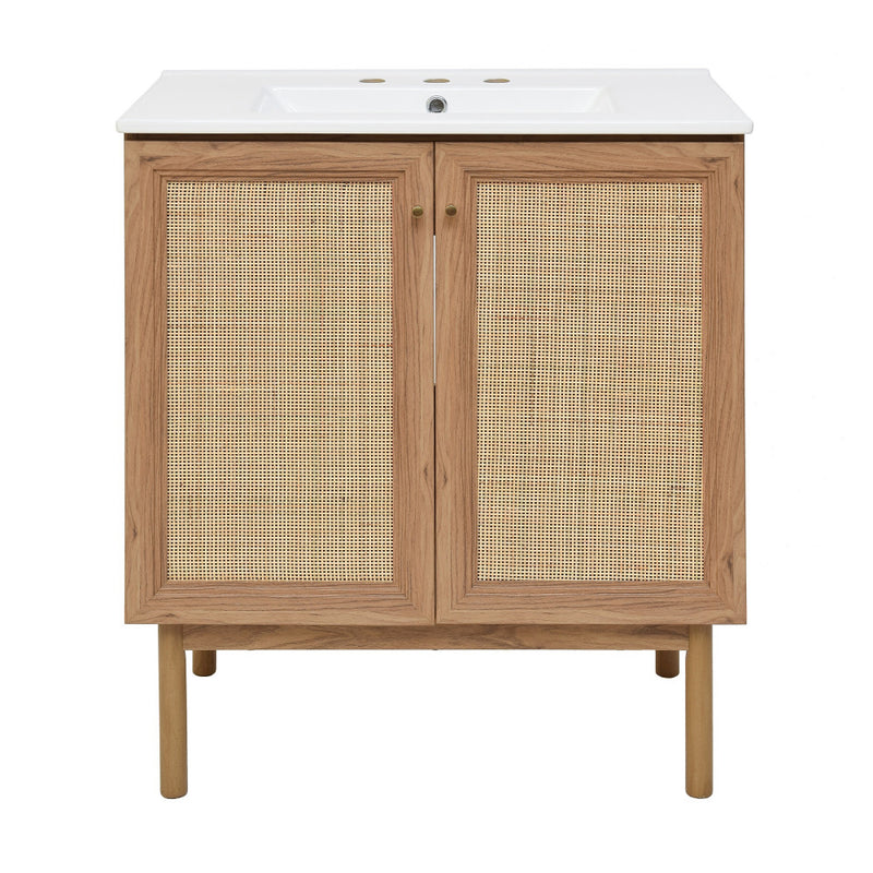 Classe 30" Freestanding Bathroom Vanity in Golden Oak with 3-Hole Widespread Sink Top