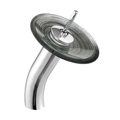 Cascade Rectangular Glass Vessel Sink with Faucet, Smoky Gray