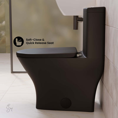 Sublime II One-Piece 12" Rough-in 1.1/1.6 GPF Dual Top Flush Round Compact Toilet in Matte Black