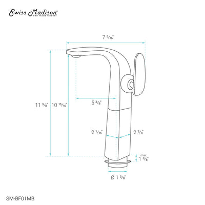 Chateau Single Hole, Single-Handle, High Arc Bathroom Faucet in Matte Black