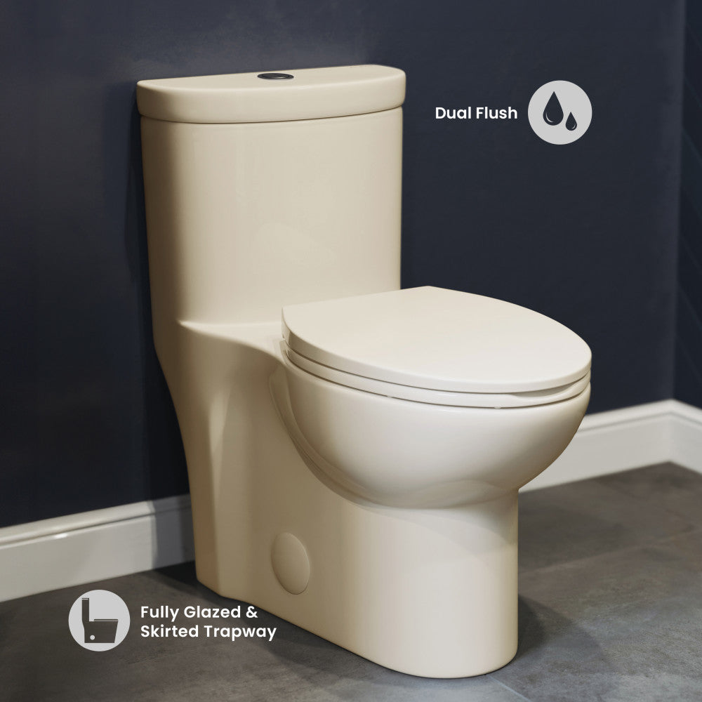 Sublime One-Piece Elongated Dual-Flush Toilet in Bisque 1.1/1.6 gpf