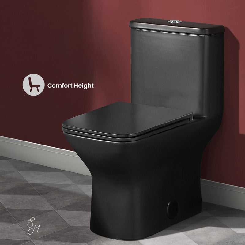 Carre One-Piece Square Toilet Dual-Flush in Matte Black 1.1/1.6 gpf