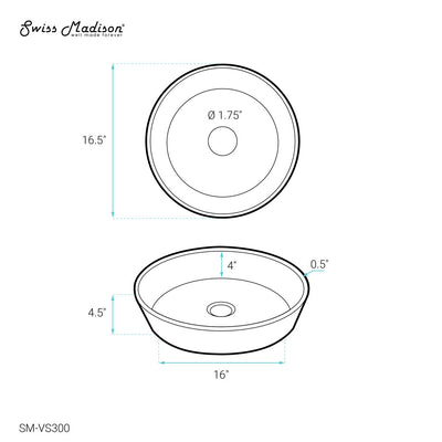 Avallon 16.5 " Round Glass Vessel Sink, Black