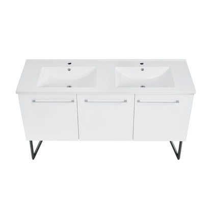 Annecy 60" Freestanding Bathroom Vanity in White with Sink Top
