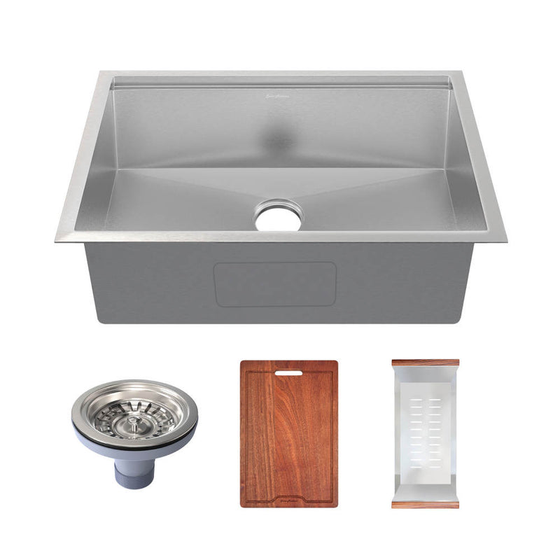 Rivage 32 x 19 Single Basin Undermount Kitchen Workstation Sink