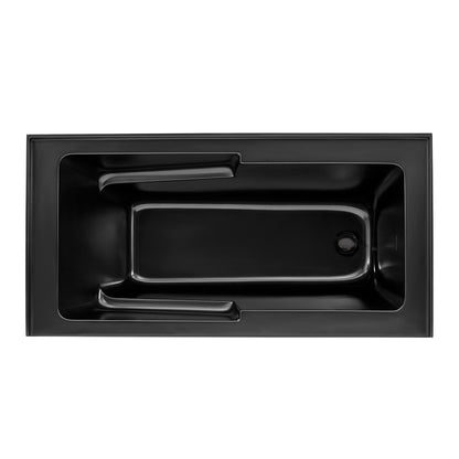 Voltaire 60 x 30 Skirted Right Drain Soaking Apron Bathtub in Matte Black with Integrated Overflow and Armrest, Drain Included