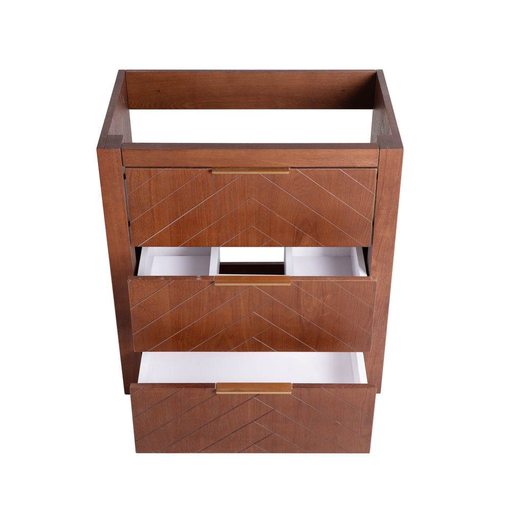 Daxton 24" Freestanding Bathroom Vanity Cabinet without Top in Brown Oak