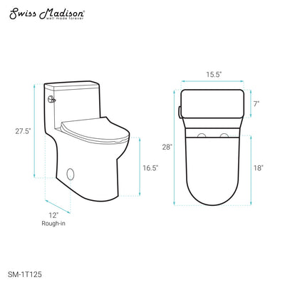 Daxton One-Piece Elongated Left Side Flush Toilet 1.28 gpf