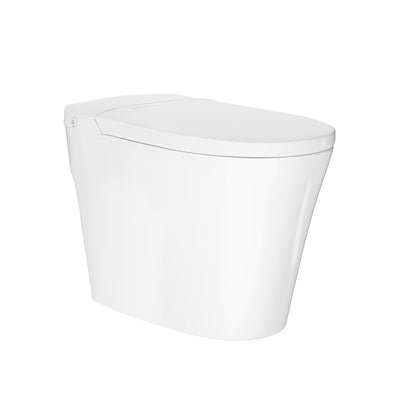 Hugo H Power Flush Tankless Toilet 12" Rough-in 1 GPF Non-Electric ADA Toilet with Integrated Tank in Glossy White