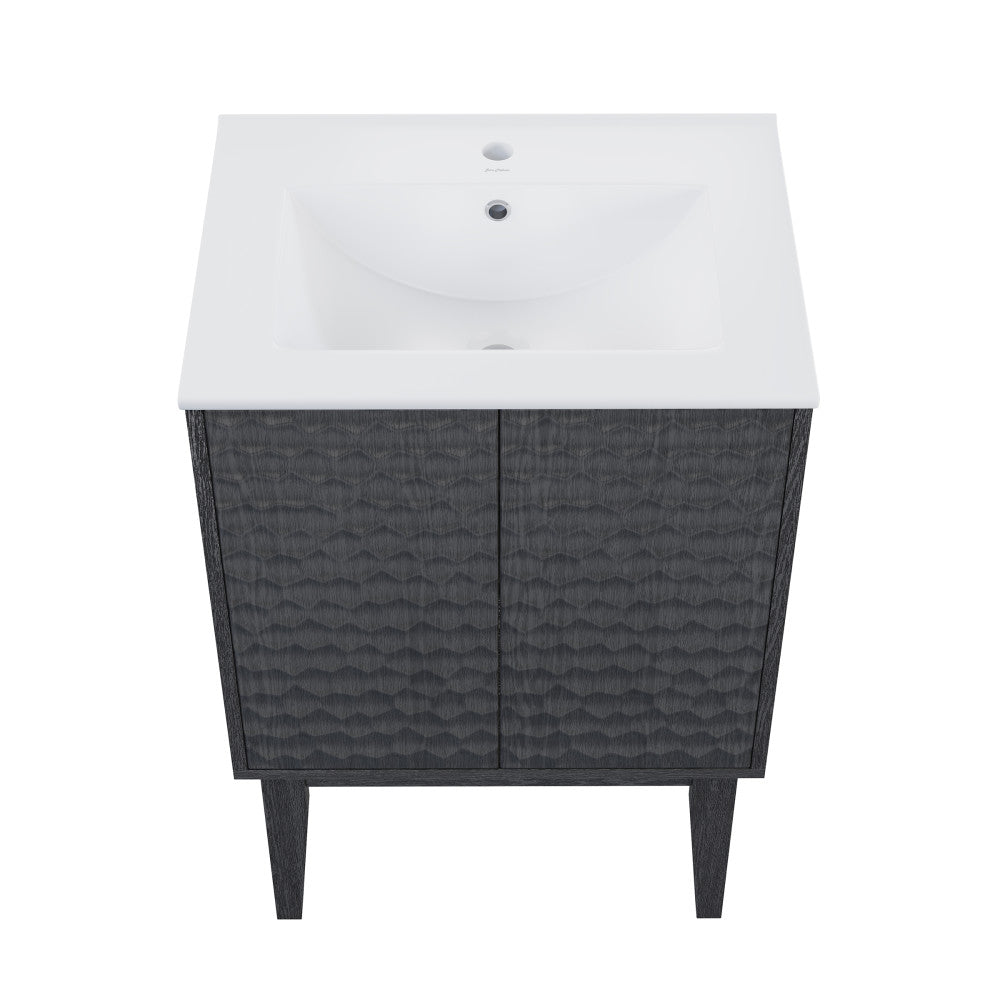 Bosse 24" Freestanding Bathroom Vanity in Black Oak with Sink Top