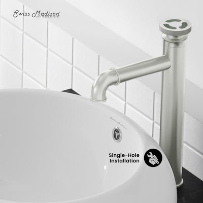 Avallon Single Hole, Single-Handle Wheel, High Arc Bathroom Faucet in Brushed Nickel