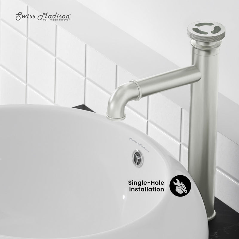 Avallon Single Hole, Single-Handle Wheel, High Arc Bathroom Faucet in Brushed Nickel