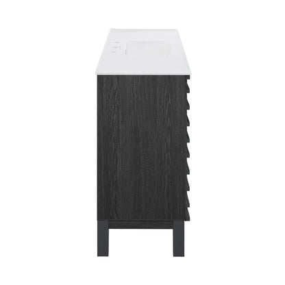 Cascade 48 in. Black Oak Bathroom Vanity With White, 3-Hole Ceramic Sink Top