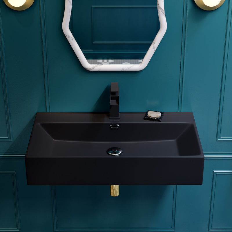 Claire 30" Rectangle Wall-Mount Bathroom Sink in Matte Black