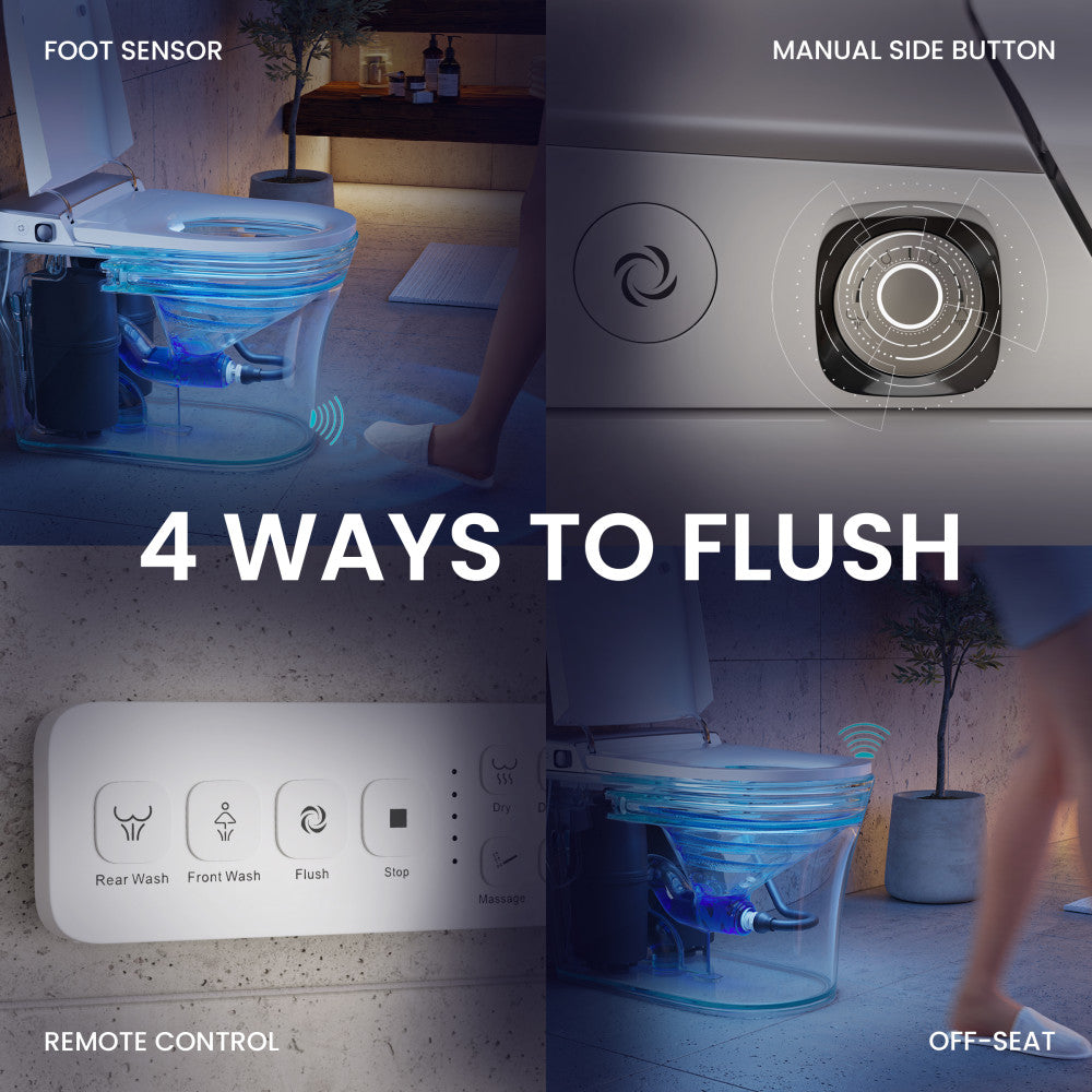Hugo G Smart Toilet 12" Rough-in ADA Height in Glossy White with Integrated Tank, Auto Flush, Night Light