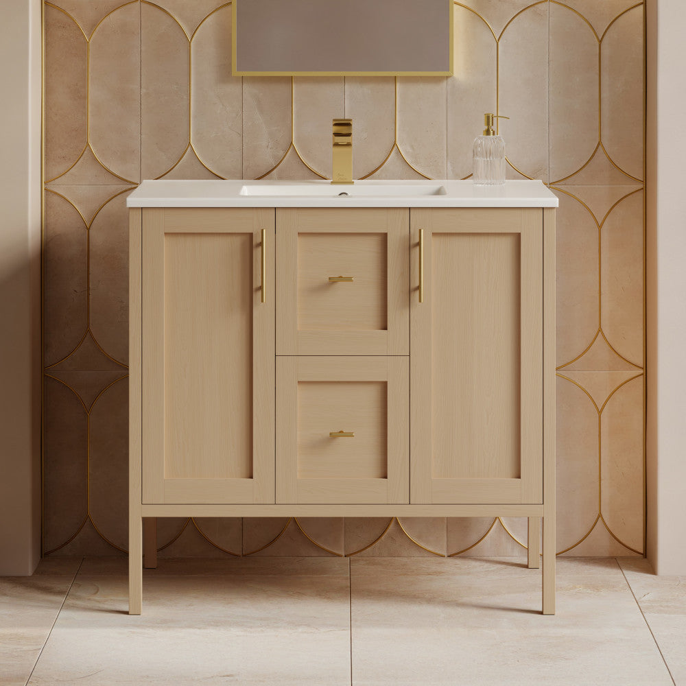 Forme 36" Modular Freestanding Bathroom Vanity with Sink Top in Natural Oak