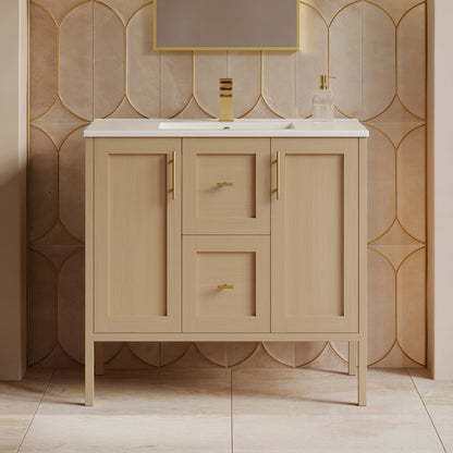 Forme 36" Modular Freestanding Bathroom Vanity with Sink Top in Natural Oak