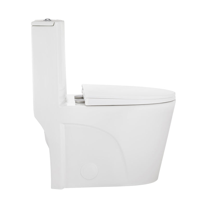 St. Tropez One-Piece 14" Rough-in 1.1/1.6 GPF Dual Top Flush Elongated Toilet in Glossy White