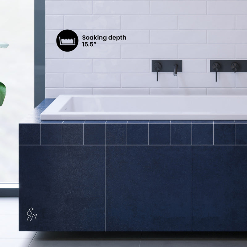 Voltaire 60 x 30 Reversible Drain Soaking Drop-in Bathtub in Glossy White with Integrated Overflow, Drain Included