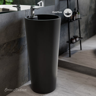 Monaco Circular Basin Pedestal Sink, Matte Black