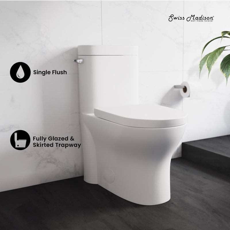 Monaco One-Piece Elongated Left Side Flush Handle Toilet 1.28 gpf