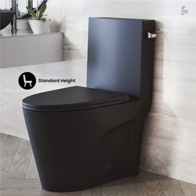 St. Tropez One-Piece 14" Rough-in 1.28 GPF Right-Hand Vortex Flush Elongated Toilet in Matte Black