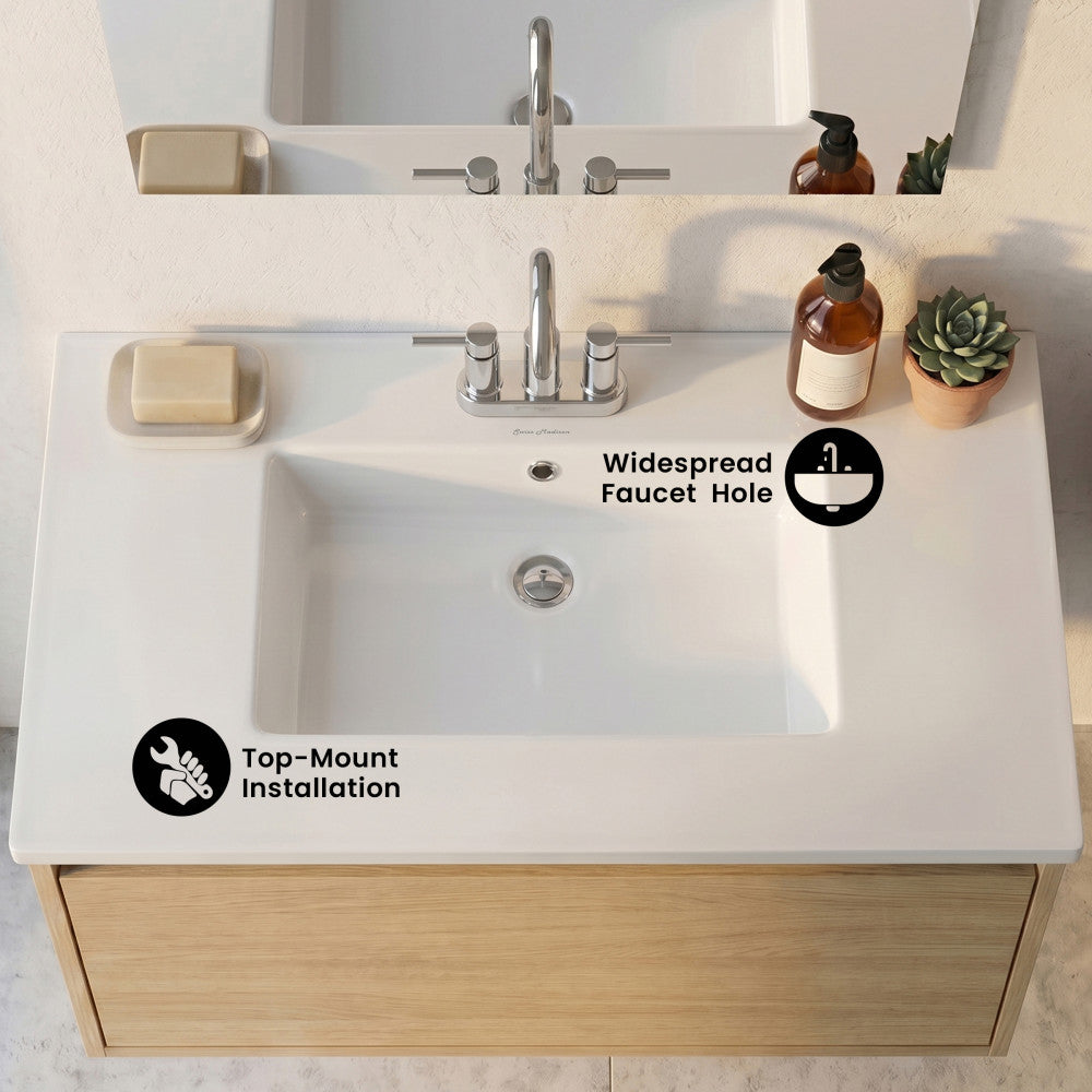 Voltaire 31 Vanity Top Sink with 3 Centerset Faucet Holes