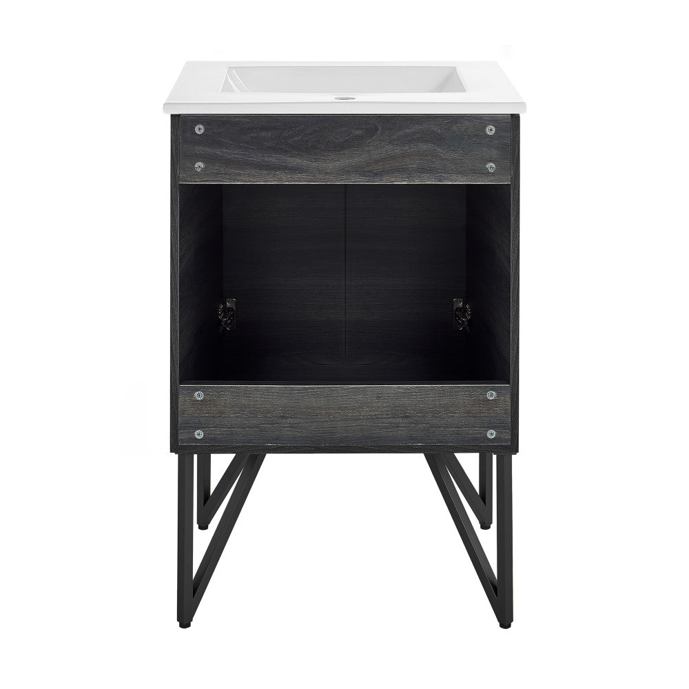 Annecy 24" Freestanding Bathroom Vanity in Black Walnut with Sink Top