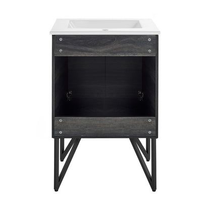 Annecy 24" Freestanding Bathroom Vanity in Black Walnut with Sink Top