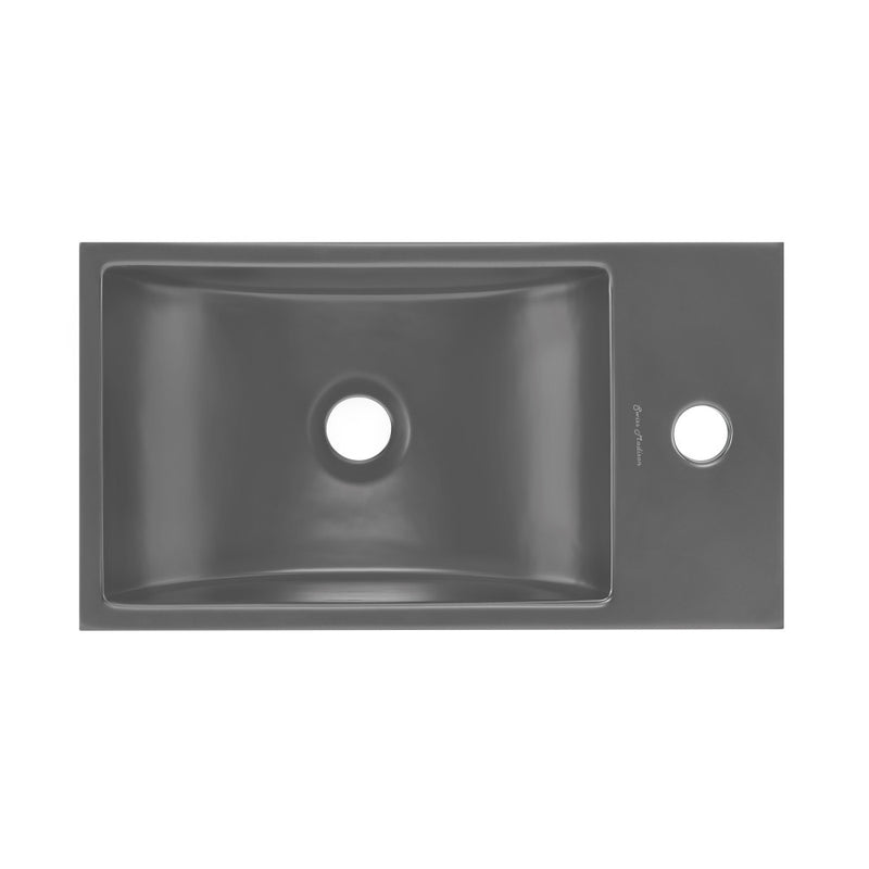 Lisse 16" Rectangle Concrete Wall-Mount Bathroom Sink in Dark Grey