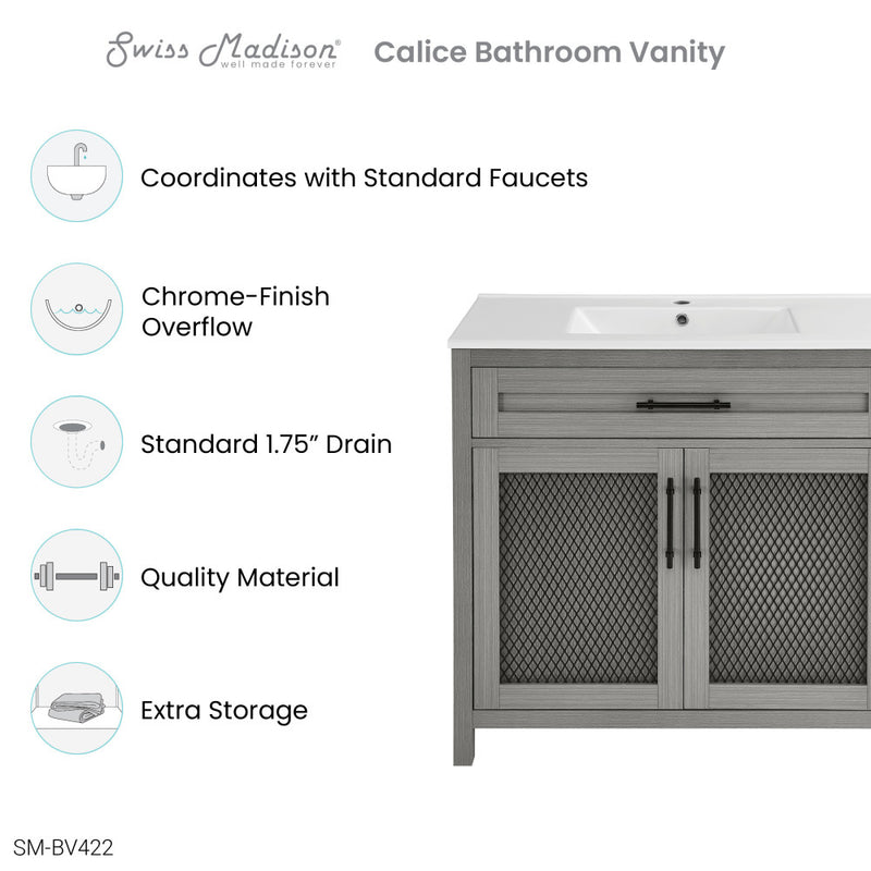 Calice 36" Freestanding Bathroom Vanity in Carbon Gray with Sink Top
