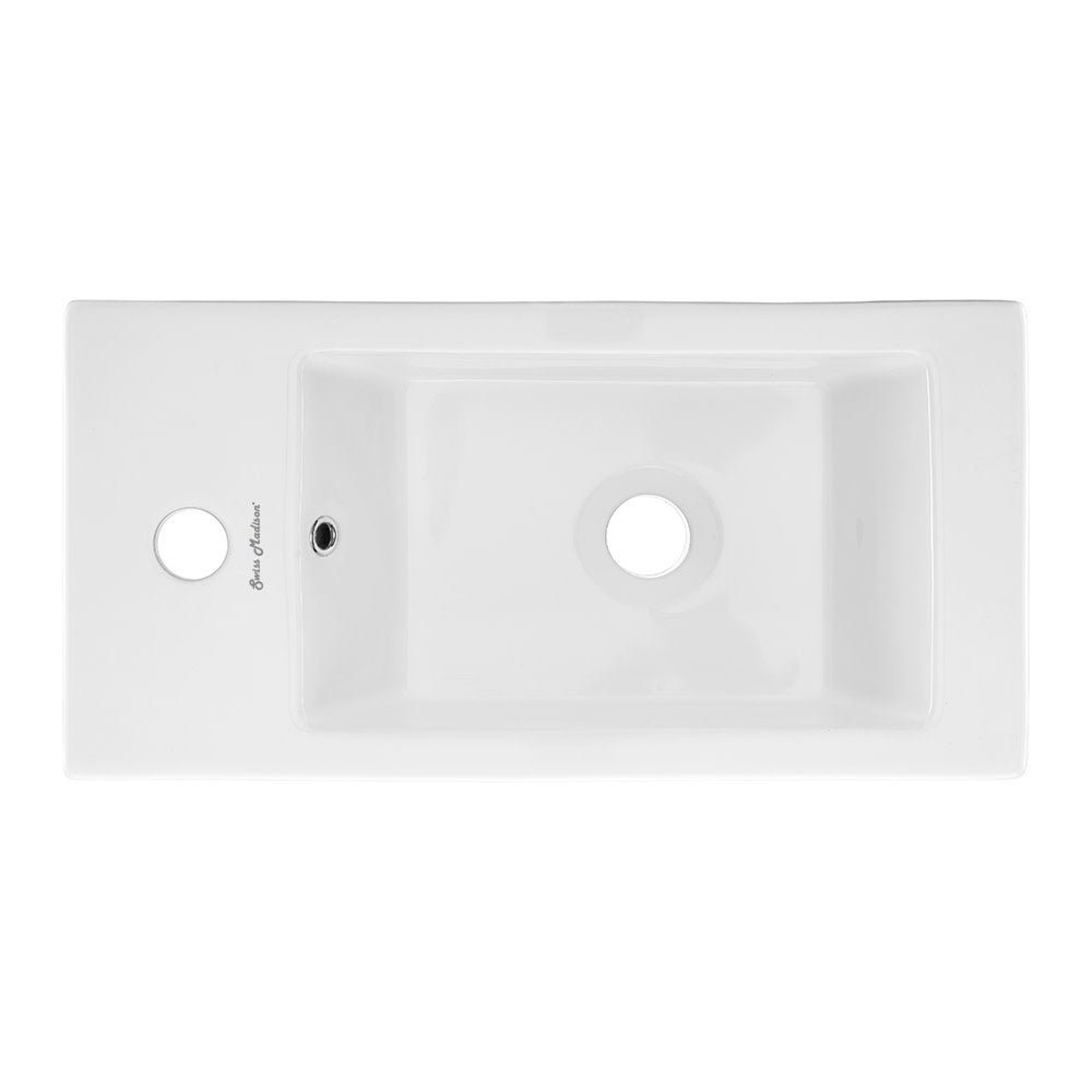 Voltaire 19.5 x 10 Rectangular Ceramic Wall Hung Sink with Left Side Faucet Mount