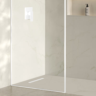 Voltaire 18" Stainless Steel Linear Shower Drain in Matte White