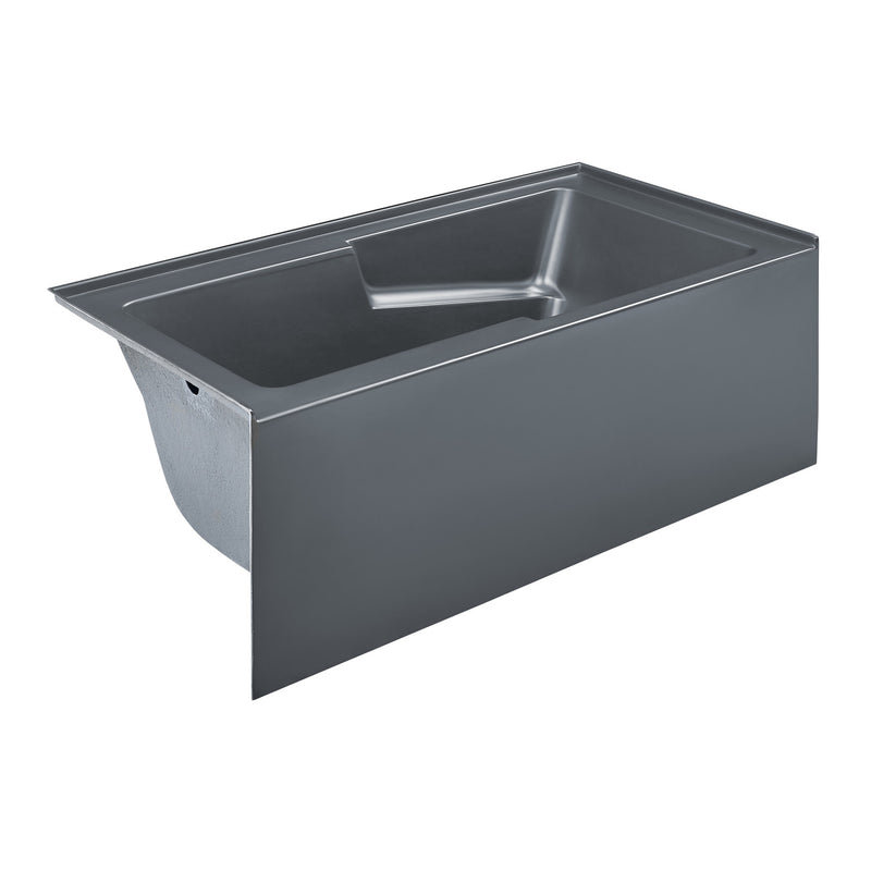 Voltaire 60" x 32" Left-Hand Drain Alcove Bathtub with Apron and Armrest in Matte Grey