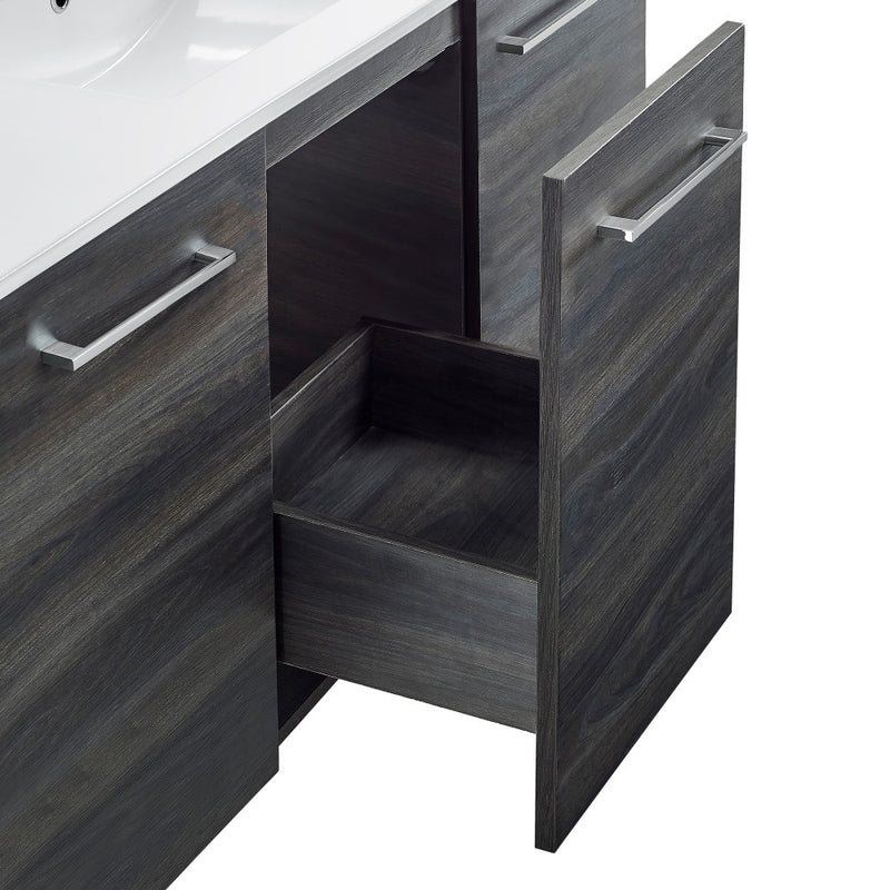 Annecy 48 in. Black Walnut, Double Basin Bathroom Vanity With White Ceramic Sink Top